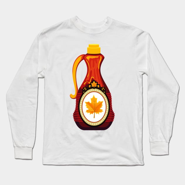 Cute Maple Syrup Bottle Long Sleeve T-Shirt by SWON Design